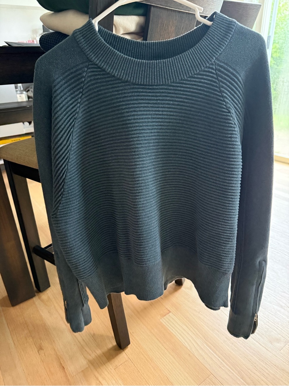 Ribbed Crewneck Sweater in Dark Teal
